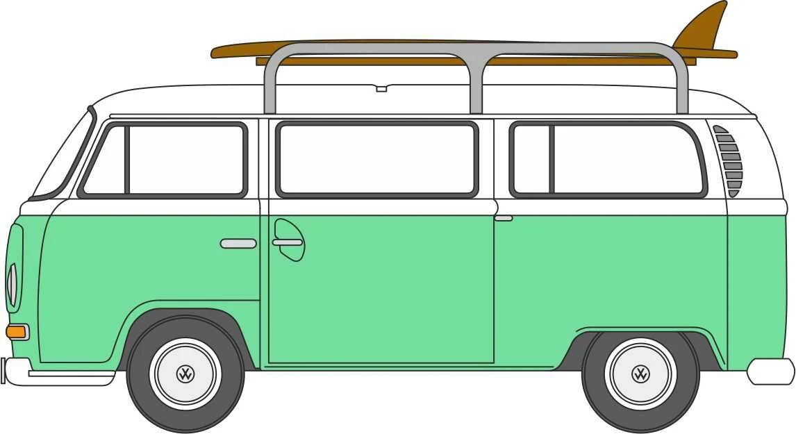 120VW007 VW T2 Bus/Surfboards Birch Green/White