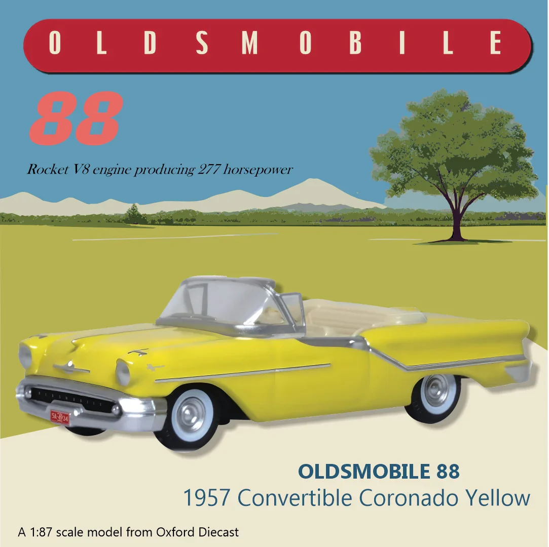 87OC57001 1957 Oldsmobile 88 Convertible Coronado Yellow Roof Down - Image 7