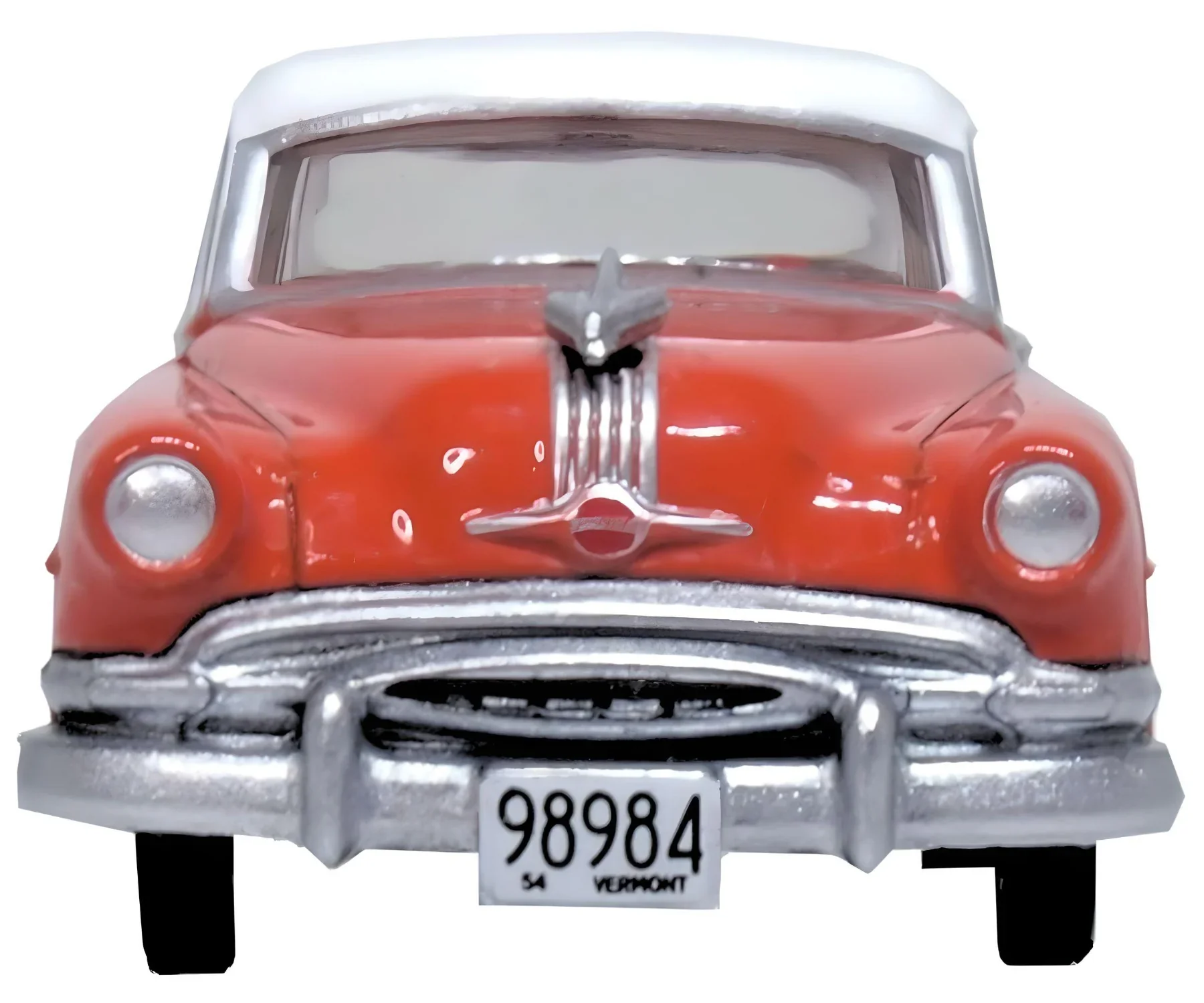 87PC54004 1954 Pontiac Chieftan 4 Door Coral Red/Winter White - Image 2
