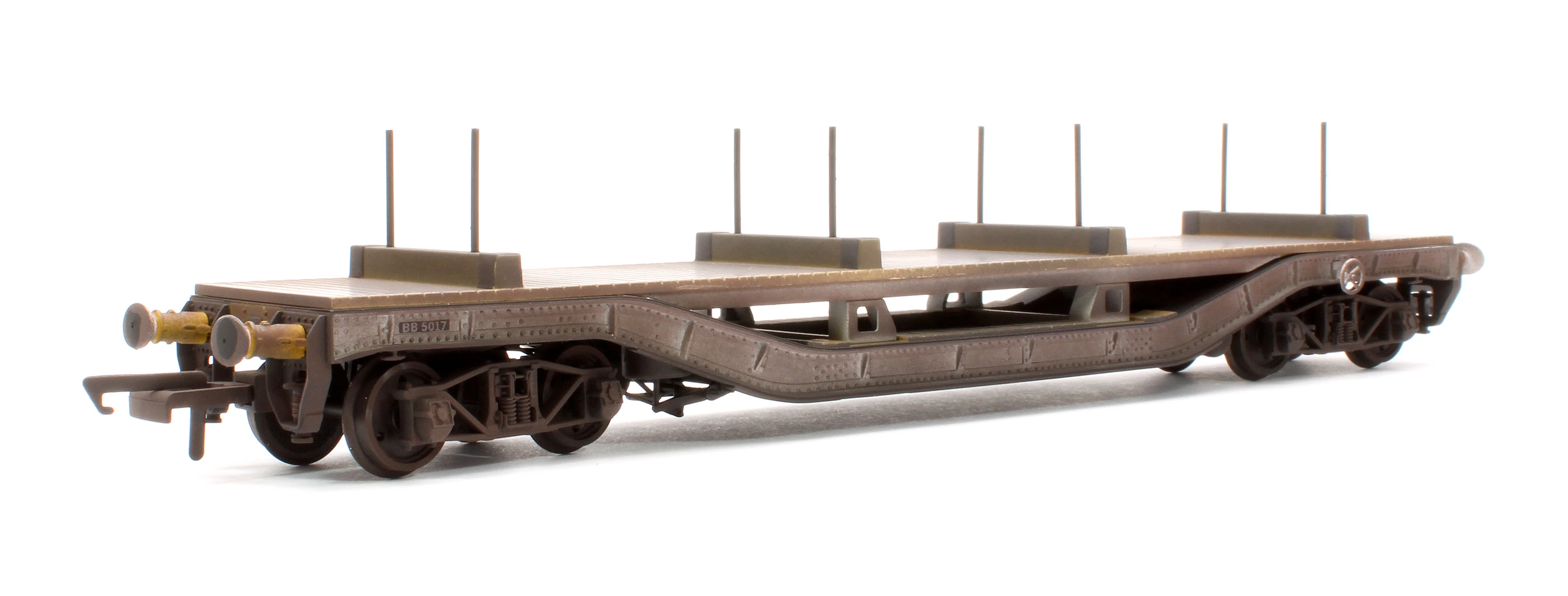 OR76WW003W Warwell A Flat Wagon British Steel BB5017 - Weathered