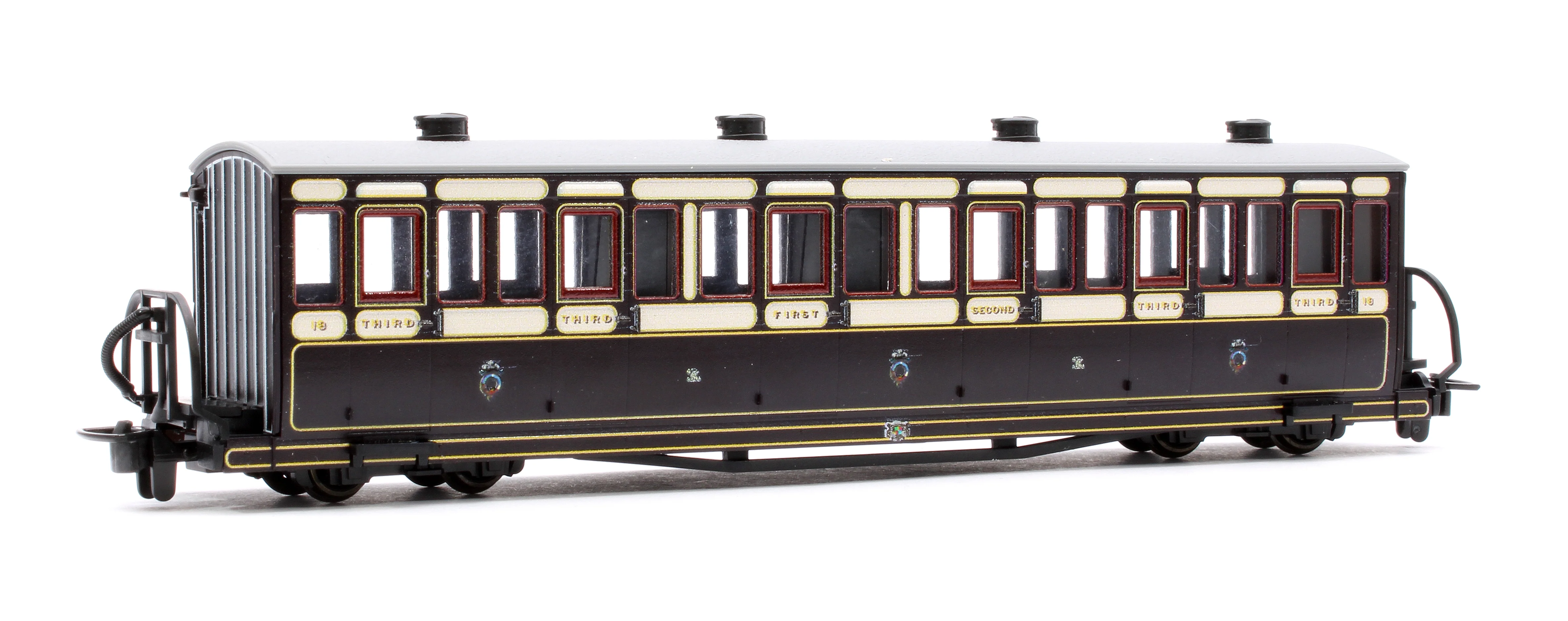 GR600B Ffestiniog Railway Short 'Bowsider' Bogie Coach, Victorian Purple/Brown, No. 18 - Image 3