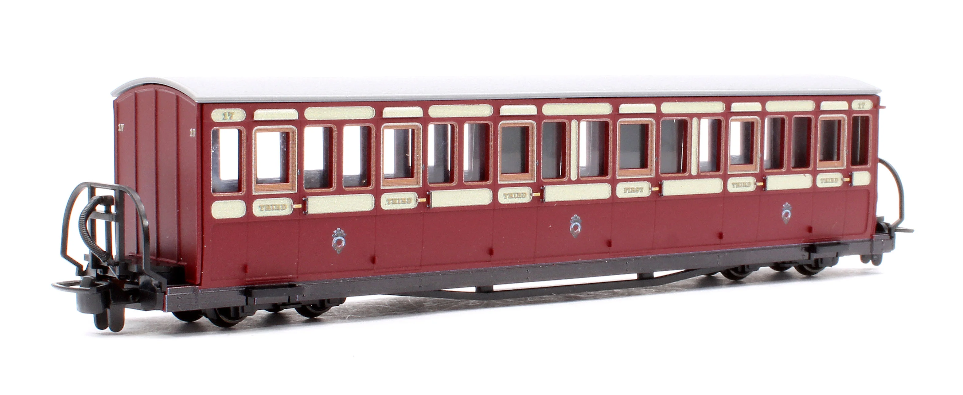 GR602A Ffestiniog Railway Short 'Bowsider' Bogie Coach, Red & Cream, No. 17