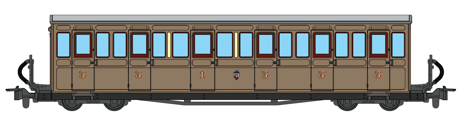 GR604A Ffestiniog Railway Short 'Bowsider' Bogie Coach, Teak, No. 17
