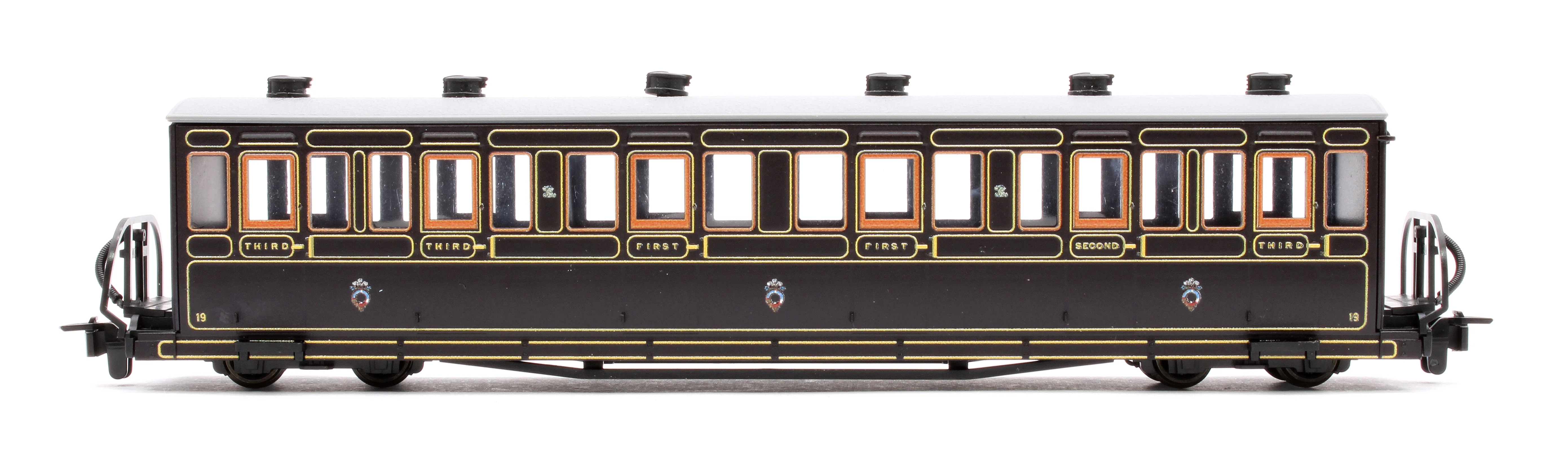 GR620A Ffestiniog Railway Long 'Bowsider' Bogie Coach, Victorian Purple/Brown, No. 19 - Image 2