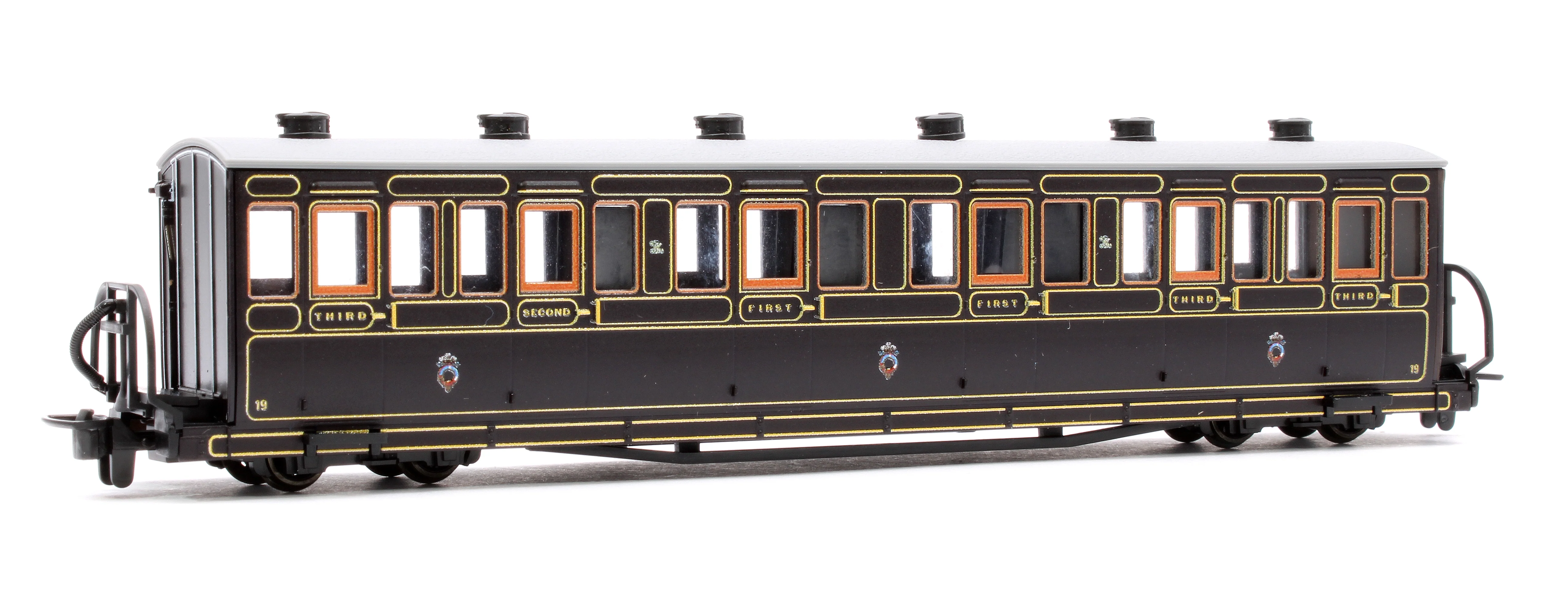 GR620A Ffestiniog Railway Long 'Bowsider' Bogie Coach, Victorian Purple/Brown, No. 19 - Image 3