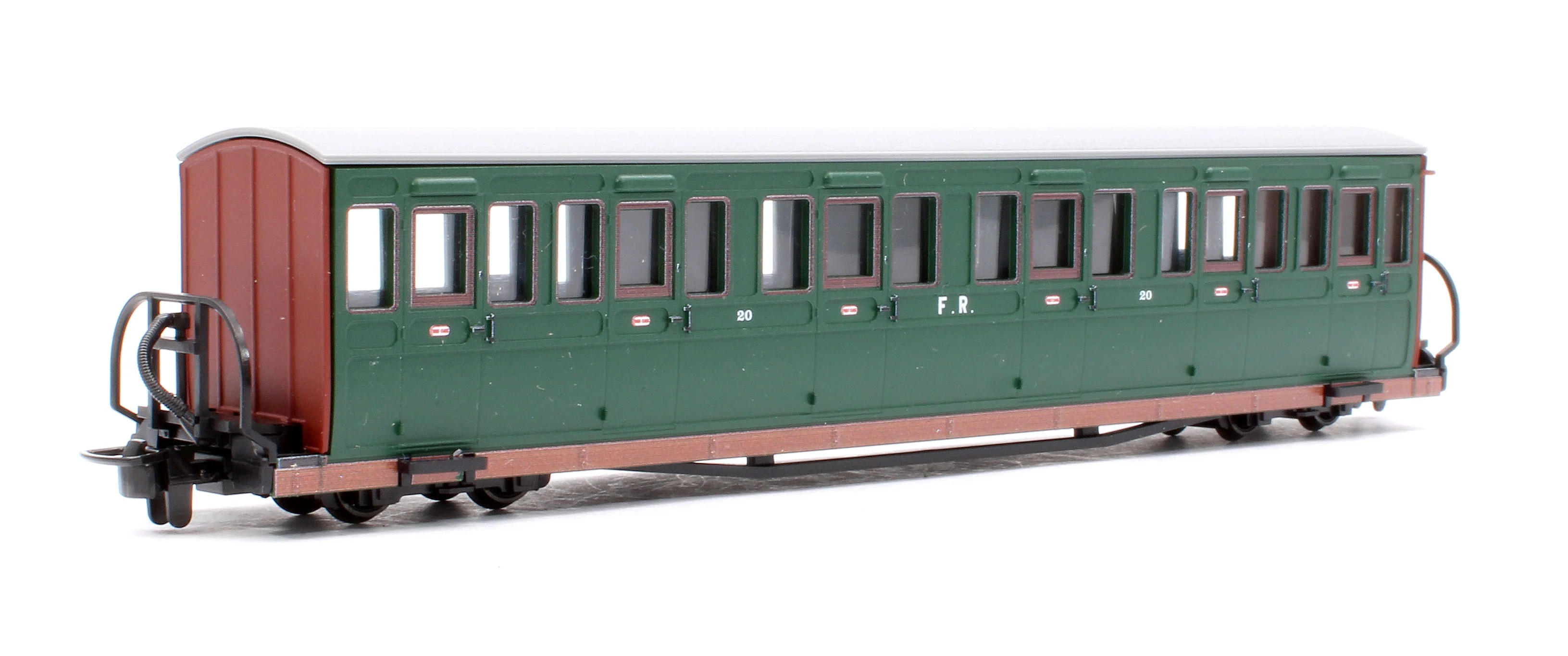 GR623B Ffestiniog Railway Long 'Bowsider' Bogie Coach, Colonel Stephens Green, No. 20