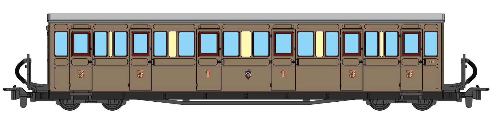 GR624A Ffestiniog Railway Long 'Bowsider' Bogie Coach, Teak, No. 19