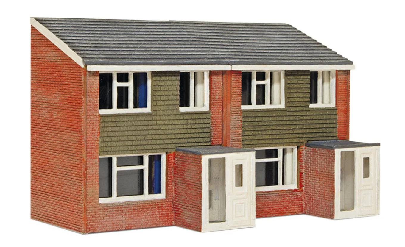 NB312 1960s House Semi-Detatched House Front Laser Cut Wooden Kit