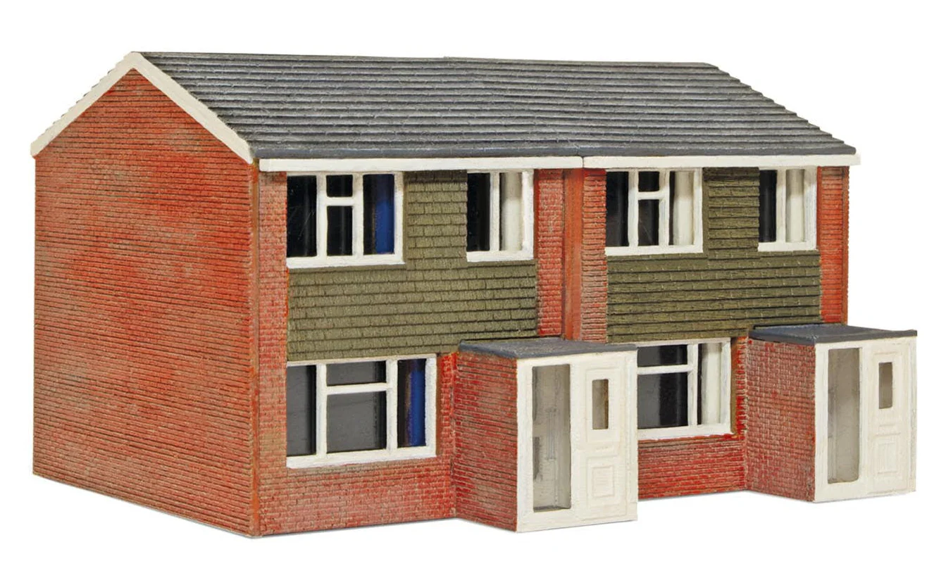 NB314 1960s House Semi-Detatched House Complete Laser Cut Wooden Kit