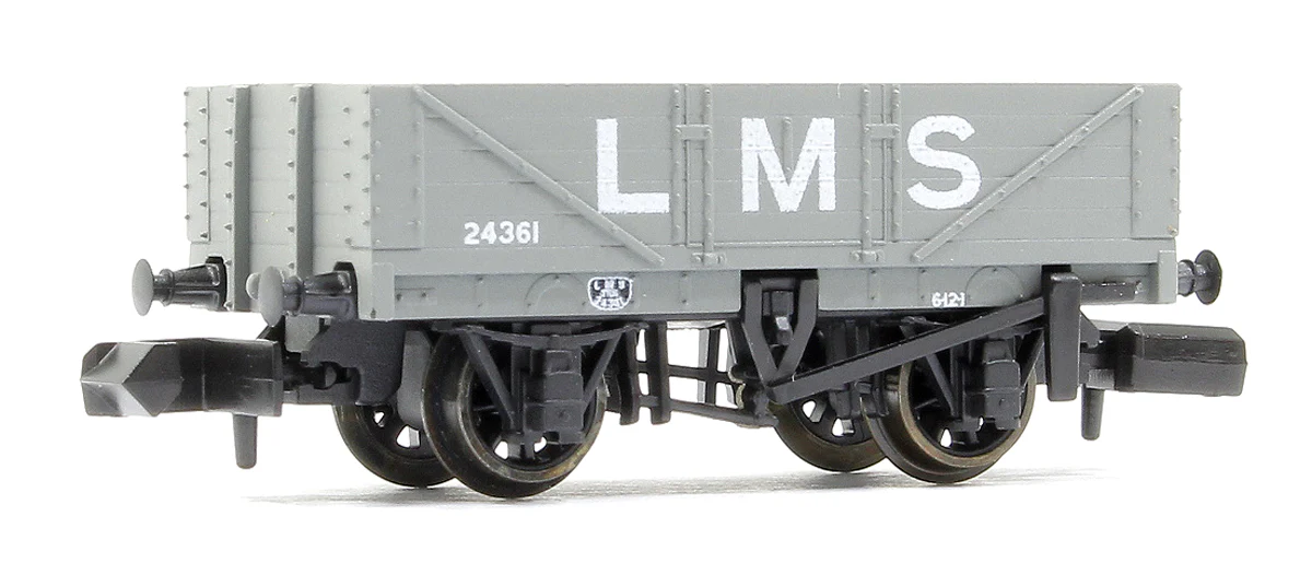 NR5003M 9ft 5 plank open wagon, LMS, grey No.24361