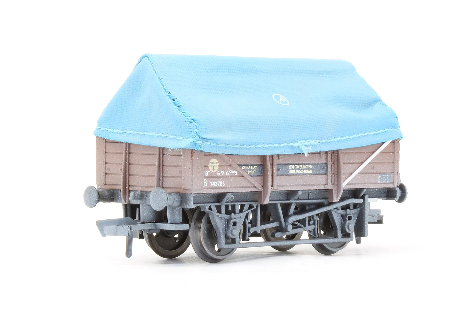 Pre-Owned 33-085 5 Plank China Clay Wagon BR Bauxite (Late) With Hood B743783 - Weathered - Image 2