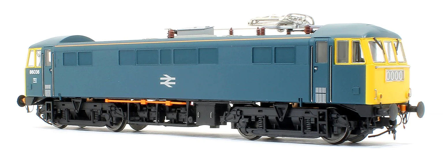 Pre-Owned 8655 Class 86/0 'AL6' Bo-Bo Electric Locomotive BR Rail Blue 86036 with double arrow logo, full yellow ends and orange cantrail stripes - Image 3