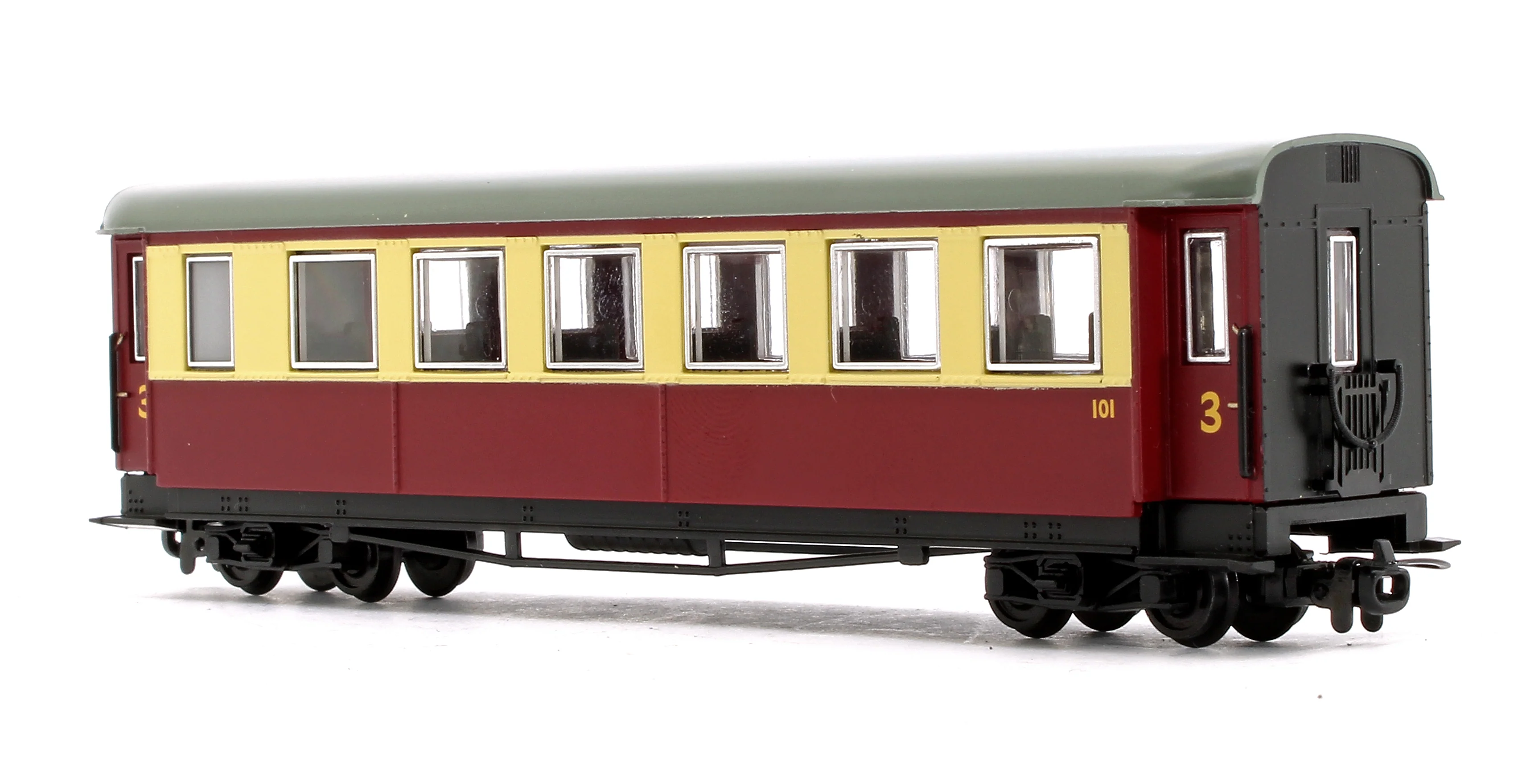 Pre-Owned 394-001 Steel Bodied Third Bogie Coach Maroon & Cream No.101 - Image 2