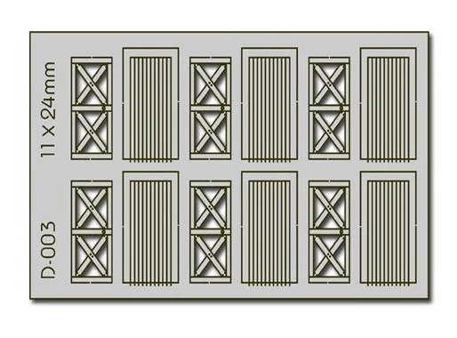 PD-003 6 pcs 11X24mm Cottage Doors HO/OO