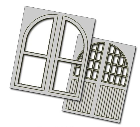 PD-005 4 pcs 50X64mm Double Unit Loco Depot Doors HO/OO