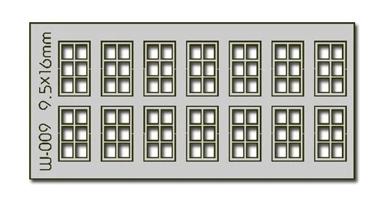 PW-009 14 Pcs 9.5X16mm 6 Pane Windows HO/OO