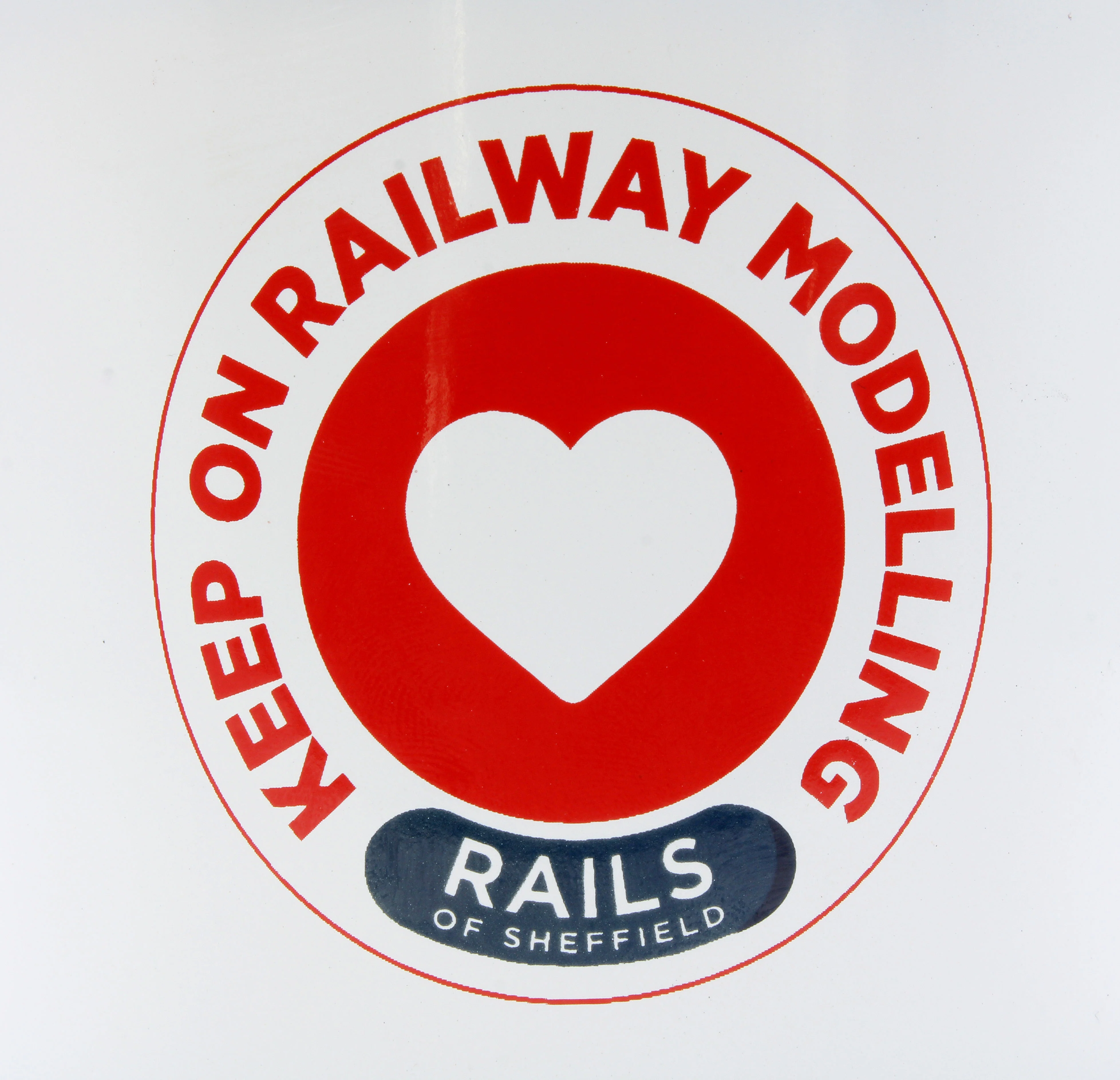 KORM-Mug Rails of Sheffield 'Keep on Railway Modelling ♡' 350ml Outdoor Camping White Enamel Metal Mug/Cup - Image 4