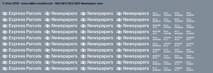 RT-2-3700 NAV / NCV / NDV / NCX Newspaper vans Transfer