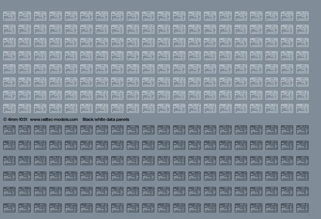 RT-4-1031 BR TOPS Loco Data Panels: White / Black Waterslide Decals Transfer