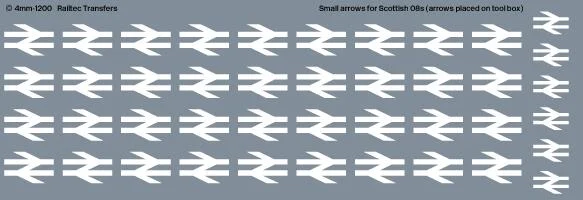 RT-4-1200 BR TOPS Loco Double Arrows: White Waterslide Decals Transfer