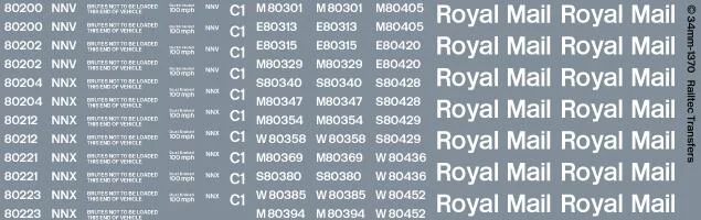 RT-4-1370 BR Blue Courier Van / Royal Mail Post Office TPO Waterslide Decals Transfer