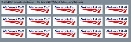 RT-4-2032 Network Rail logos - White Border (for MPV etc) OO Gauge Waterslide Decals Transfer