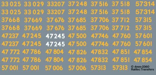 RT-4-2360 West Coast Railways Loco Renumbering Pack Waterslide Decals Transfer