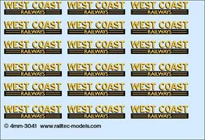 RT-4-3321 West Coast Railways Logos: Coaches Waterslide Decals Transfer