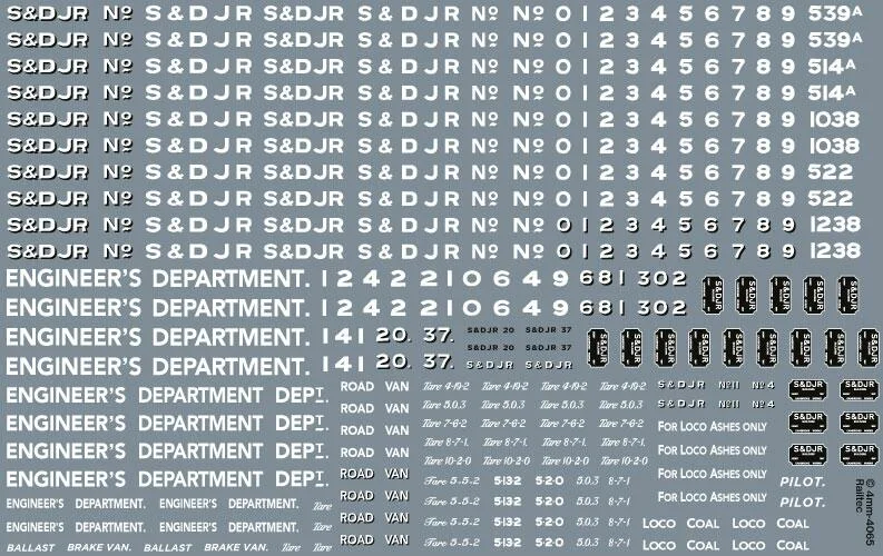 RT-4-4065 S&DJR: Generic Freight Pack Waterslide Decals Transfer