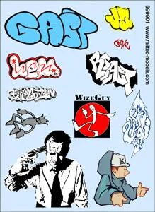 RT-4-8901 Graffiti: Artistic A Waterslide Decals Transfer