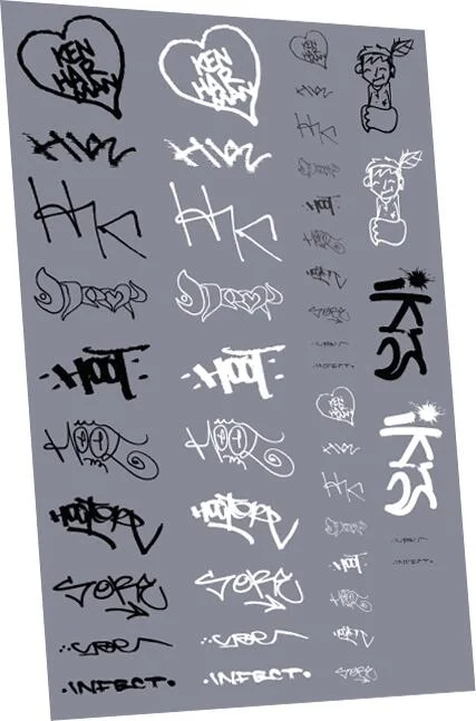 RT-4-8956 Graffiti: Tags Pack 6 Waterslide Decals Transfer