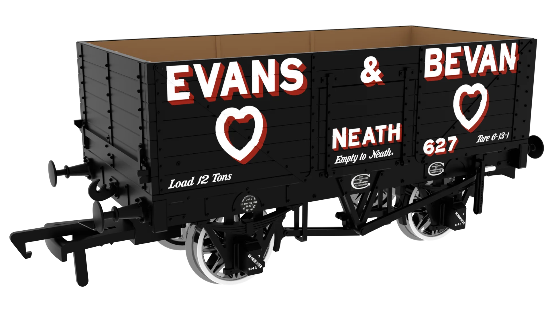 967253 7 Plank 1907 Railway Clearing House Private Owner Open Wagon Evans & Bevan No.627