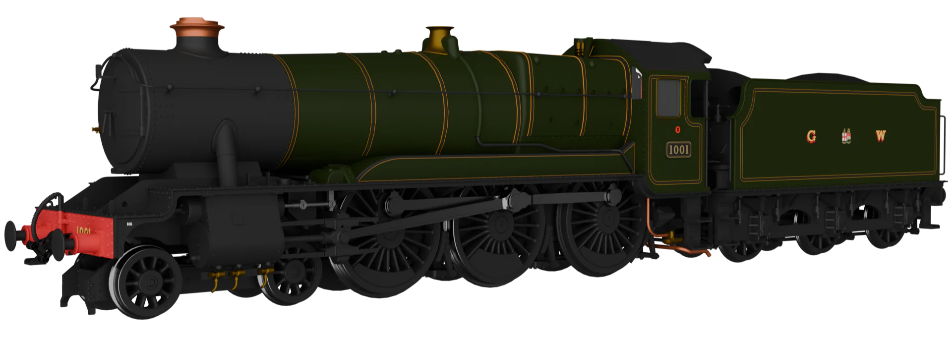 954501 GWR County No.1001 G W Lined Green Steam Locomotive - DCC Sound