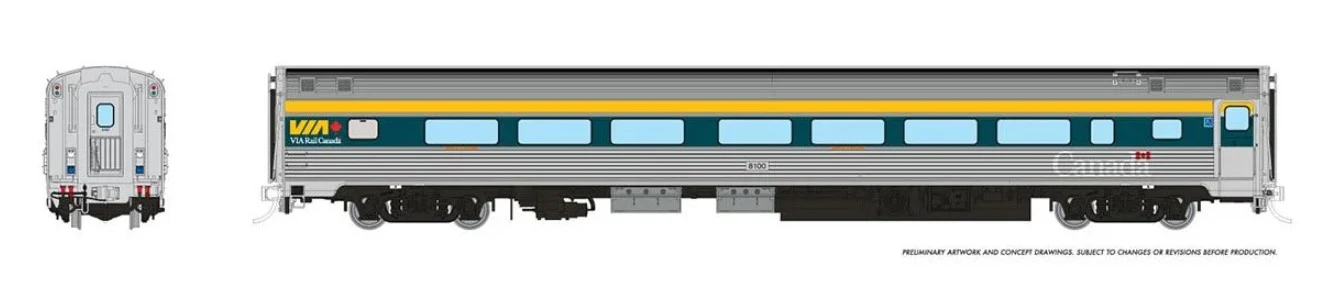 115120 HO Budd Coach w/HEP: VIA Rail - Current Scheme (Teal): #8100