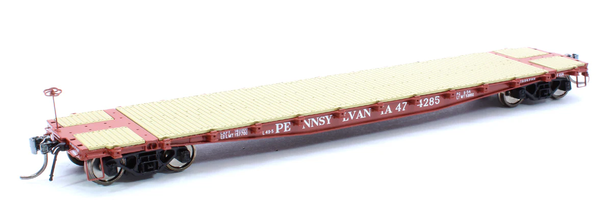 138002 HO F30A 50' Flat Car: PRR 1950s Era - 6 pack - Image 2