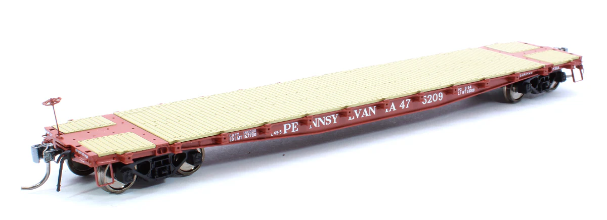 138002 HO F30A 50' Flat Car: PRR 1950s Era - 6 pack - Image 3