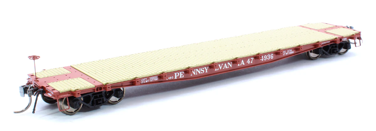 138002 HO F30A 50' Flat Car: PRR 1950s Era - 6 pack - Image 4