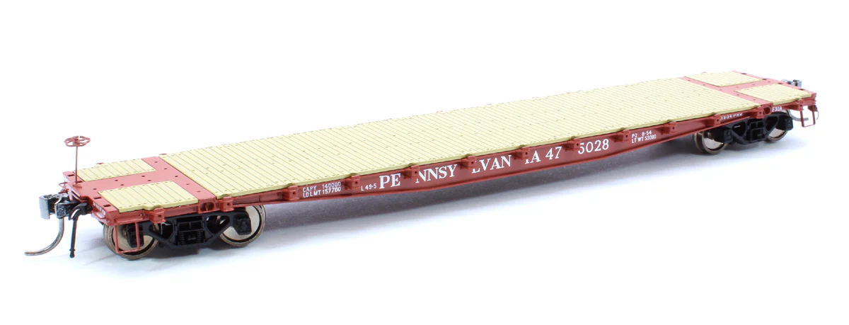 138002 HO F30A 50' Flat Car: PRR 1950s Era - 6 pack - Image 6