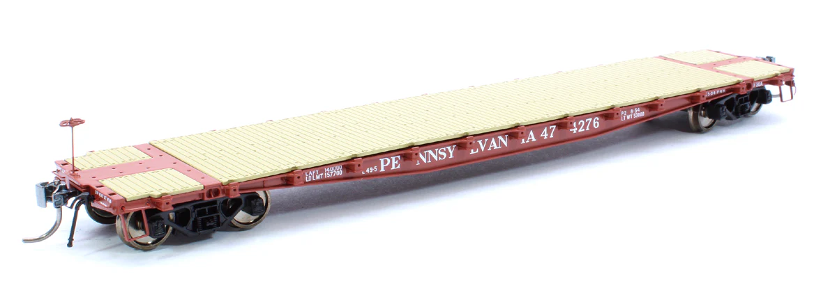 138002 HO F30A 50' Flat Car: PRR 1950s Era - 6 pack - Image 7