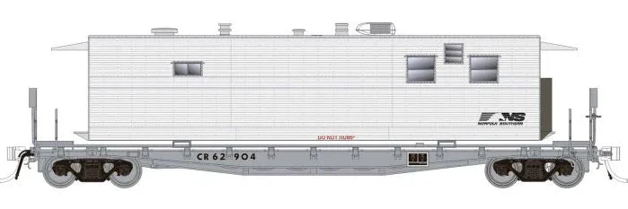 138104 HO F30A 50' Flat Car w/Camp Van: NS - MOW: 3-Pack - Image 2