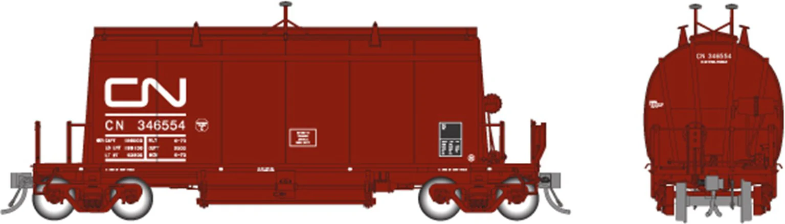 143001 HO Long Barrel Ore Hopper: CN Mineral Brown – 6-Pack #1