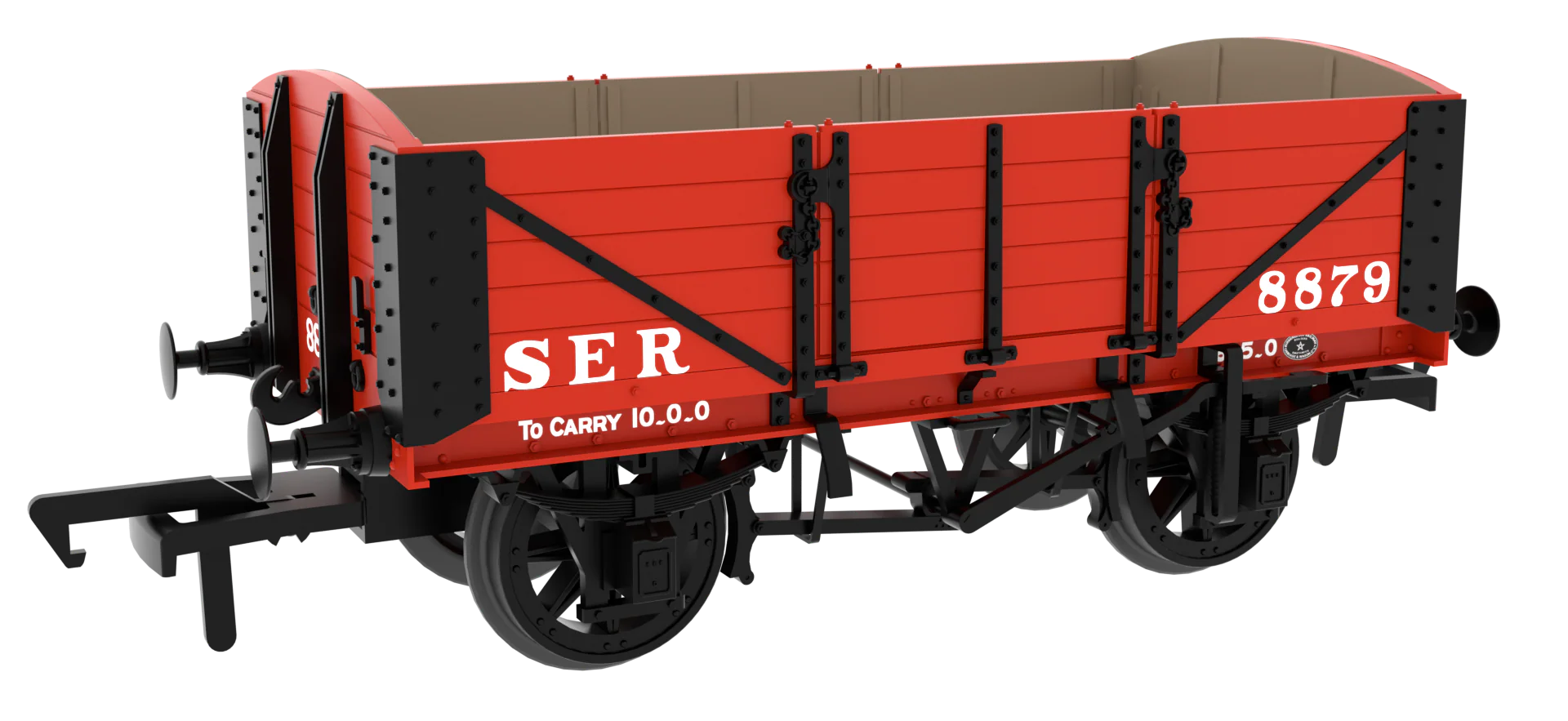 824004 SER/SECR 5-plank 10 ton open wagon - SER Red No. 8879