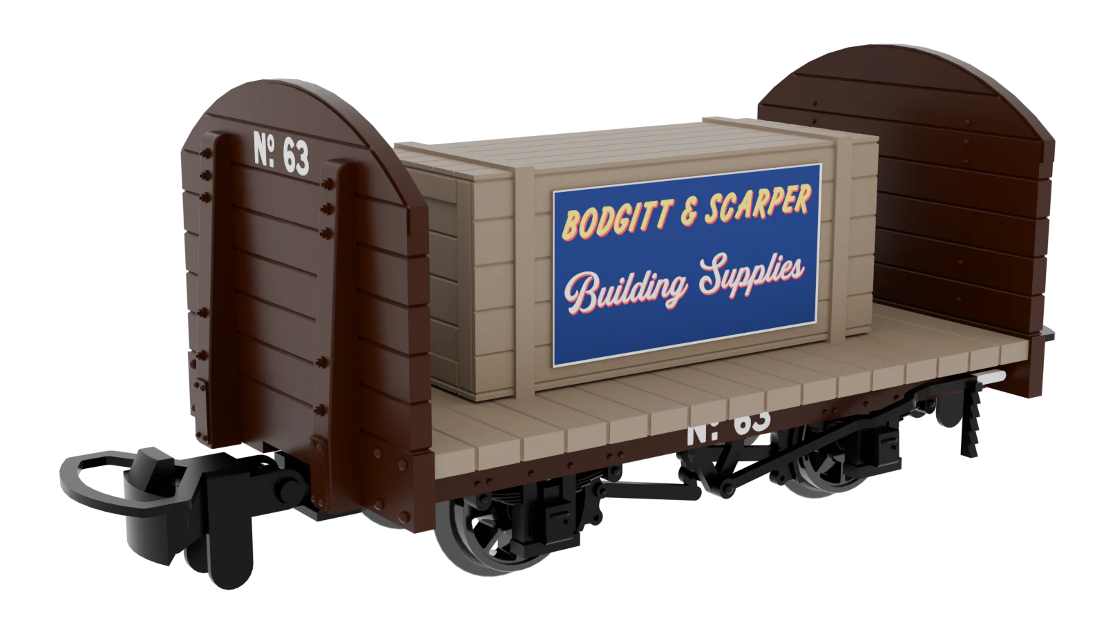 833202 Round Ended Flat - Plain Brown No. 63 (with removable crate)