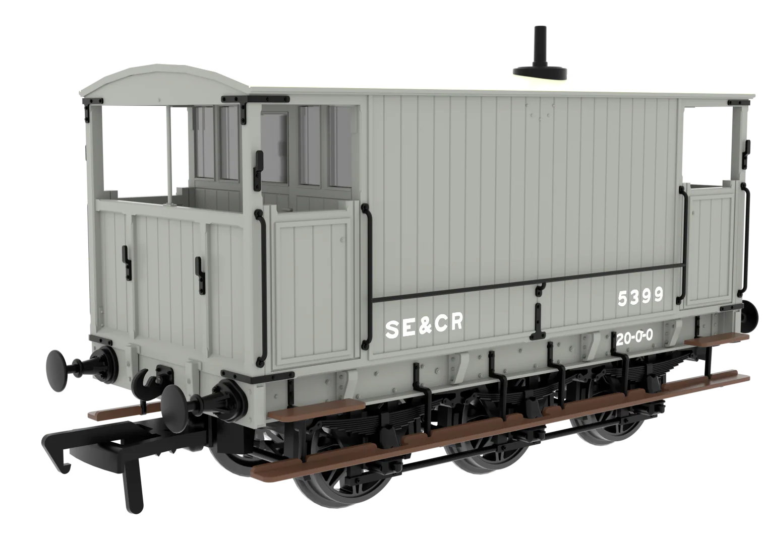 931019 SECR 6 Wheel Brake Van - No. 5399 - SE&CR Wainwright Light Grey