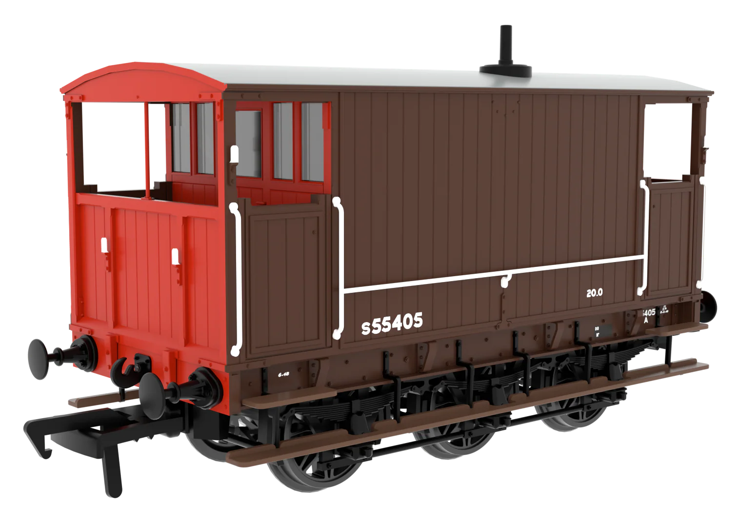 931023 SECR 6 Wheel Brake Van - No. S55405 - BR(S) Brown