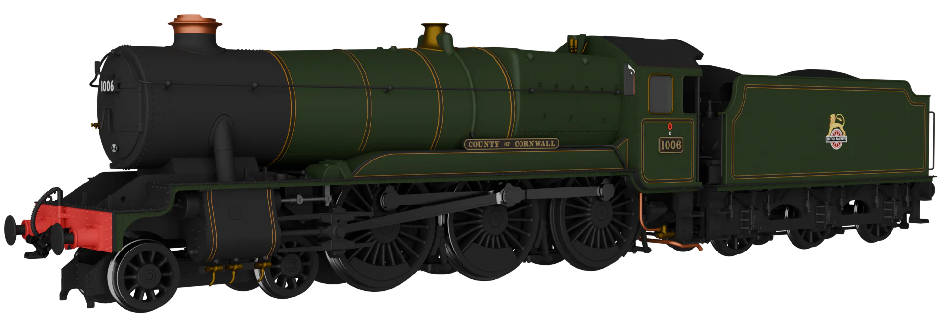 954006 GWR County No.1006 'County of Cornwall' BR Lined Green Early Crest Steam Locomotive