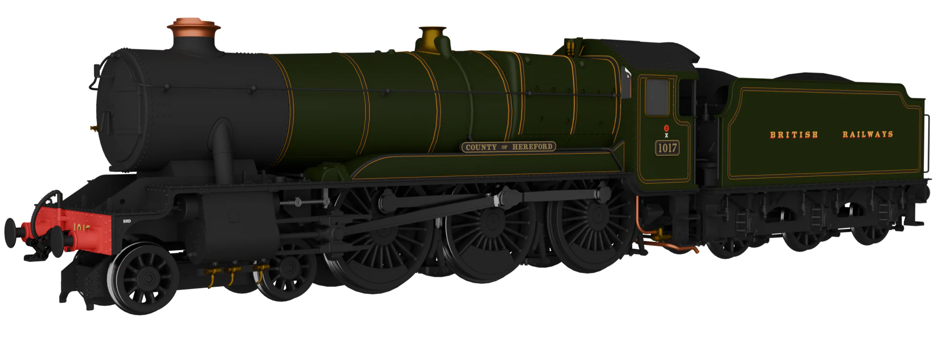 954503 GWR County No.1017 'County of Hereford' BR (Egyptian) Lined Green Steam Locomotive - DCC Sound