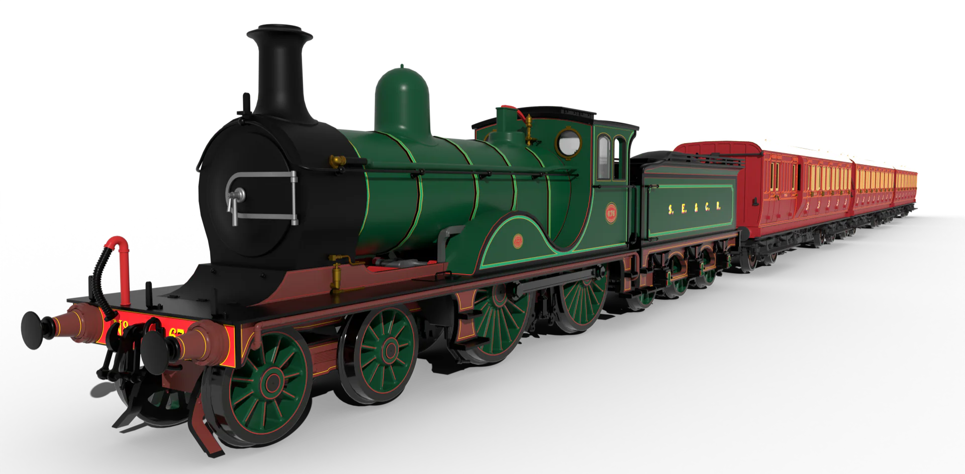 959013 SECR G Class 4-4-0 No.676 - SECR Wainwright Green Steam Locomotive - Image 3