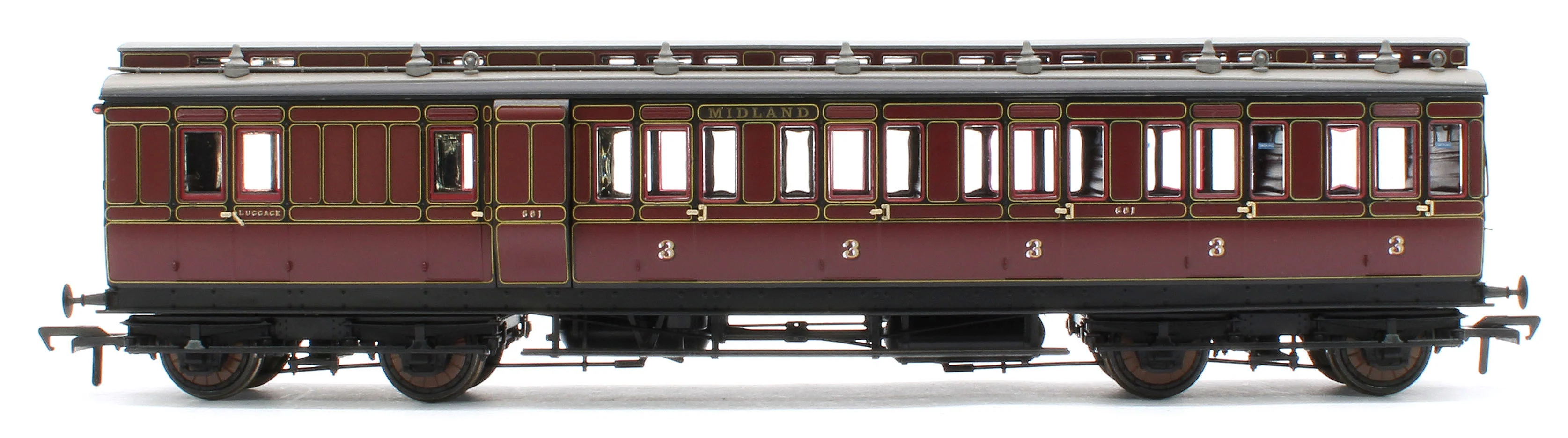 978005 48' Midland Railway ‘Evolution’ Bogie Coach Non-Corridor Carriage No.681, No.2441 & No.3207 3-Pack - Image 10