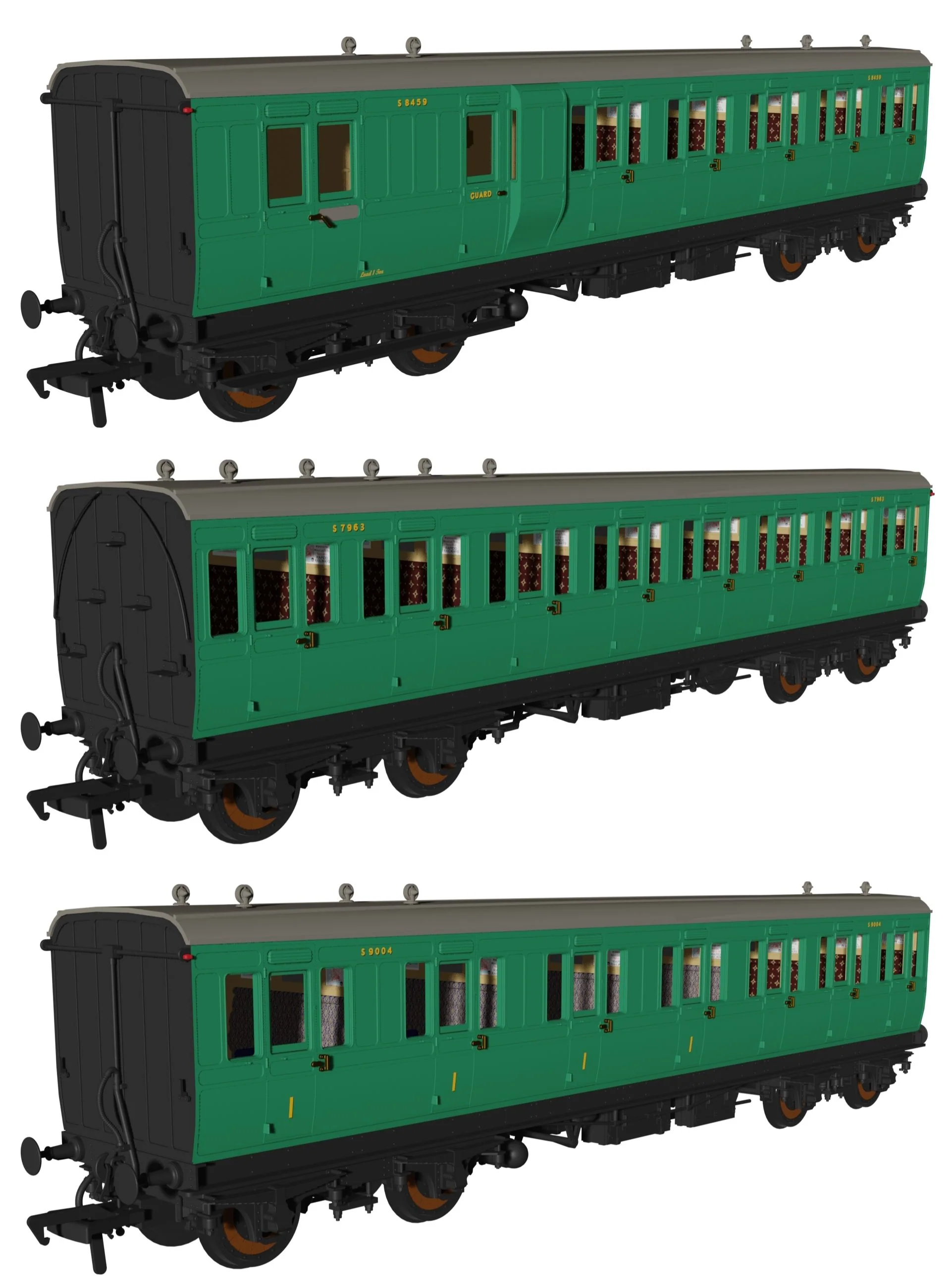 978231 Evolution' 48' BR Malachite Non-Corridor Carriage No.S8459, S7963 & S9004 Triple Pack